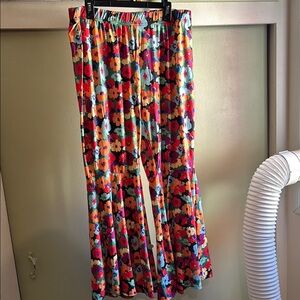 Colorful Floral Hippie Wide-Leg Bell Bottom Pants